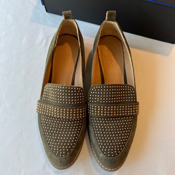 CROWN VINTAGE Lorina - Women's Suede Studded Loafers - Olive Green | Size 8.5 - Picture 2 of 9
